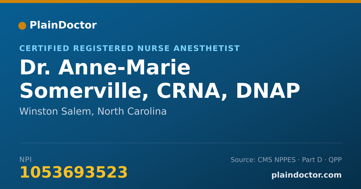 Shareable card for Anne-Marie Somerville, CRNA, DNAP - Certified Registered Nurse Anesthetist, Winston Salem, NC
