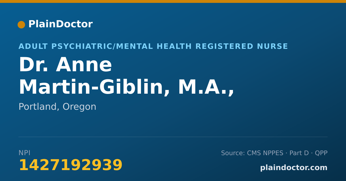 Shareable card for Anne Martin-Giblin, M.A., R.N. - Adult Psychiatric/Mental Health Registered Nurse, Portland, OR