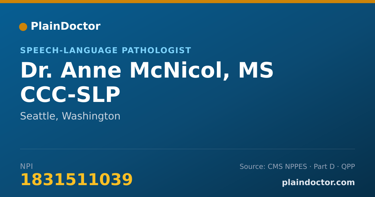 Shareable card for Anne McNicol, MS CCC-SLP - Speech-Language Pathologist, Seattle, WA