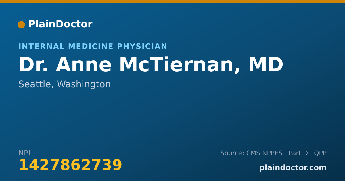 Shareable card for Anne McTiernan, MD - Internal Medicine Physician, Seattle, WA