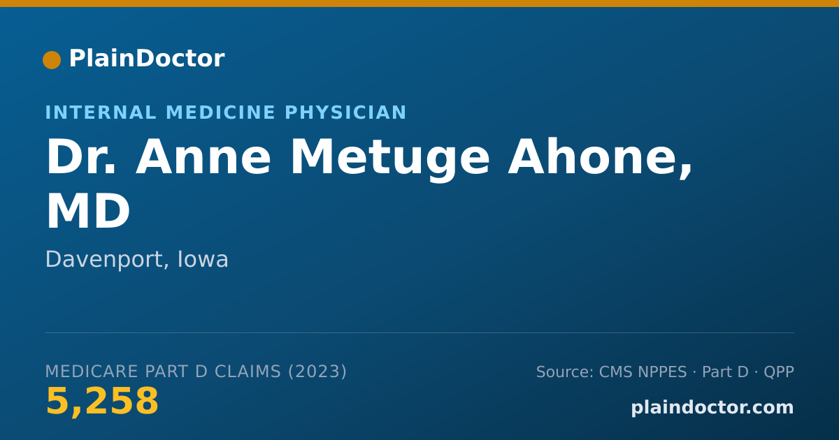 Shareable card for Anne Metuge Ahone, MD - Internal Medicine Physician, Davenport, IA