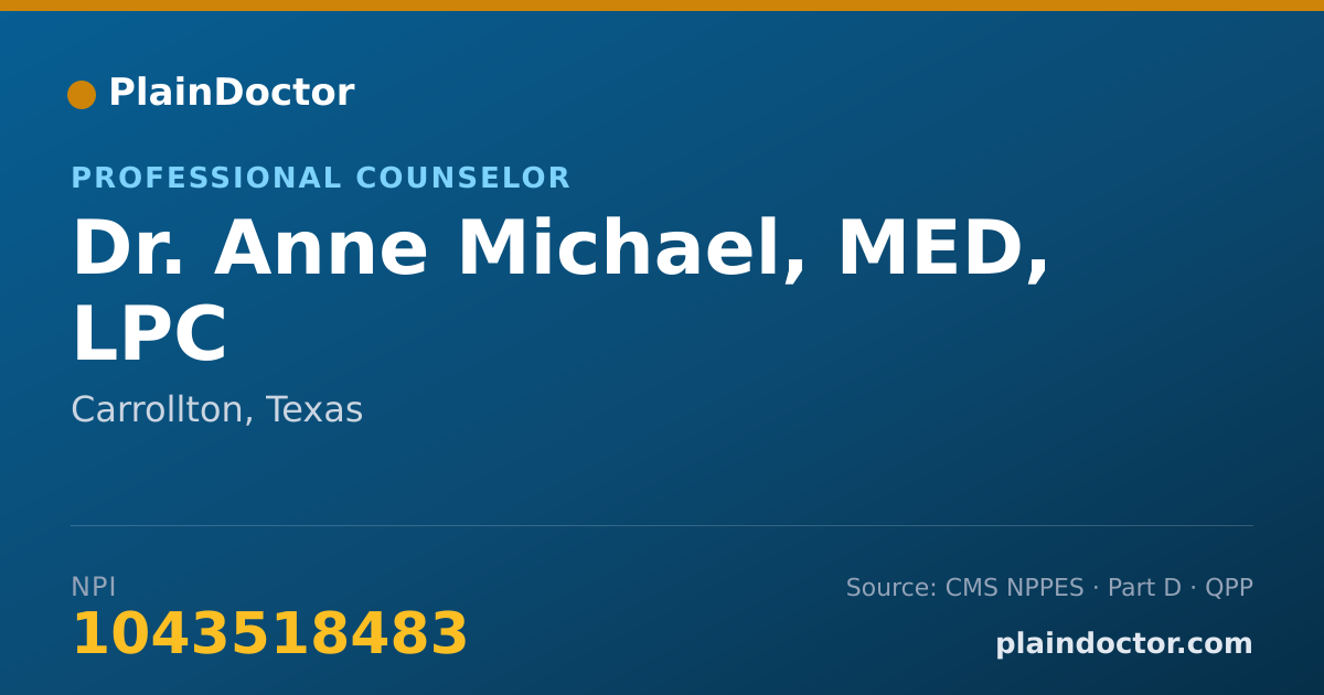 Shareable card for Anne Michael, MED, LPC - Professional Counselor, Carrollton, TX