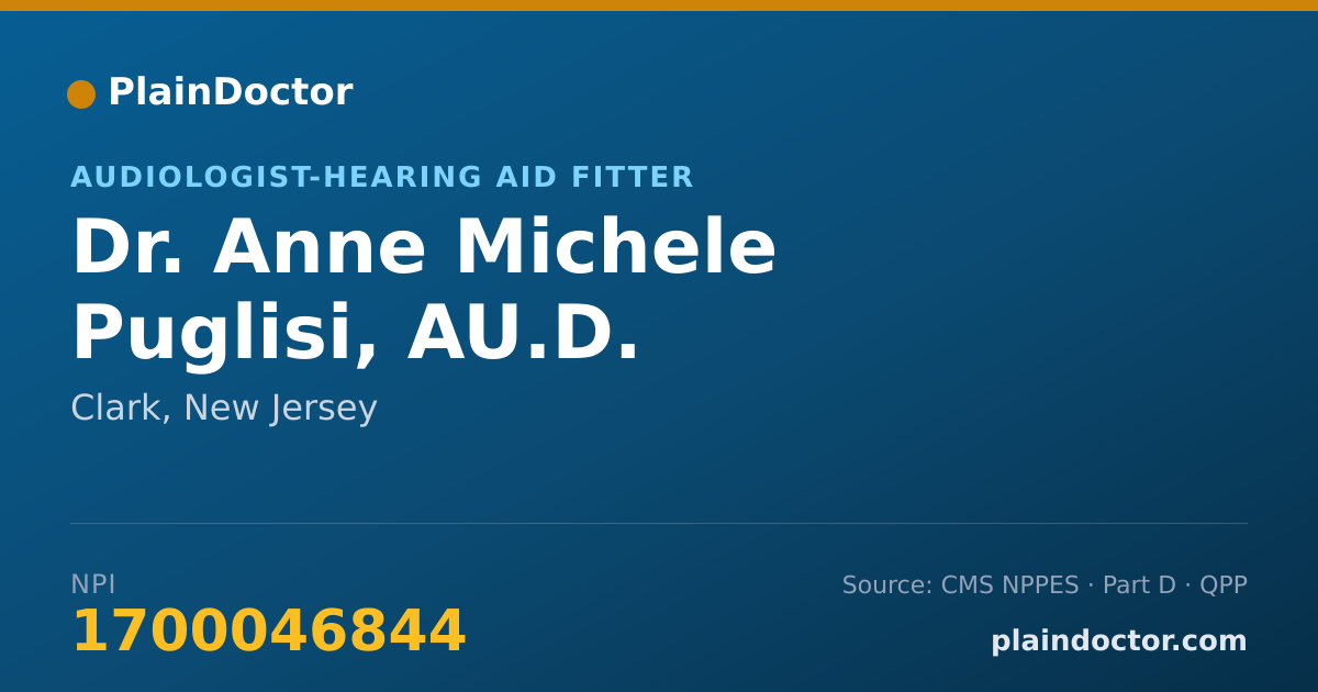 Shareable card for Anne Michele Puglisi, AU.D. - Audiologist-Hearing Aid Fitter, Clark, NJ