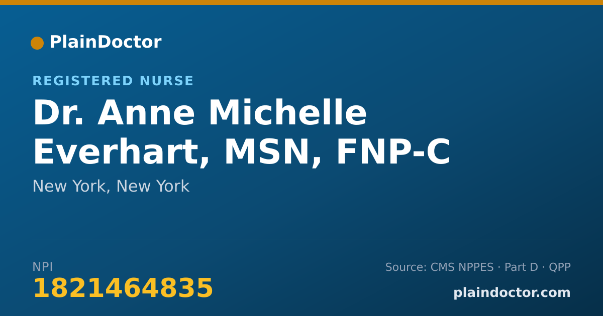 Shareable card for Anne Michelle Everhart, MSN, FNP-C - Registered Nurse, New York, NY