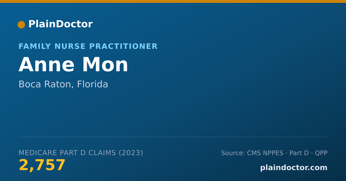 Shareable card for Anne Mon - Family Nurse Practitioner, Boca Raton, FL