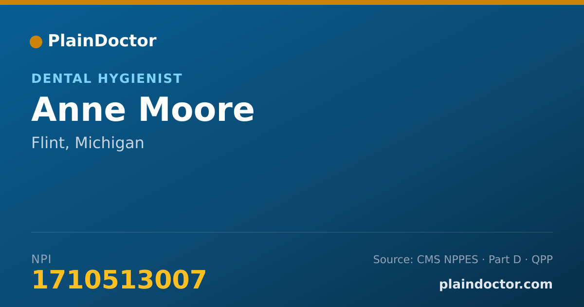 Shareable card for Anne Moore - Dental Hygienist, Flint, MI