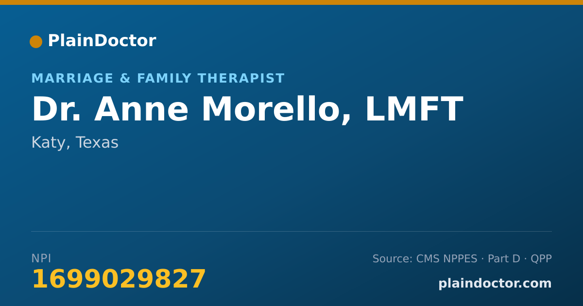 Shareable card for Anne Morello, LMFT - Marriage & Family Therapist, Katy, TX