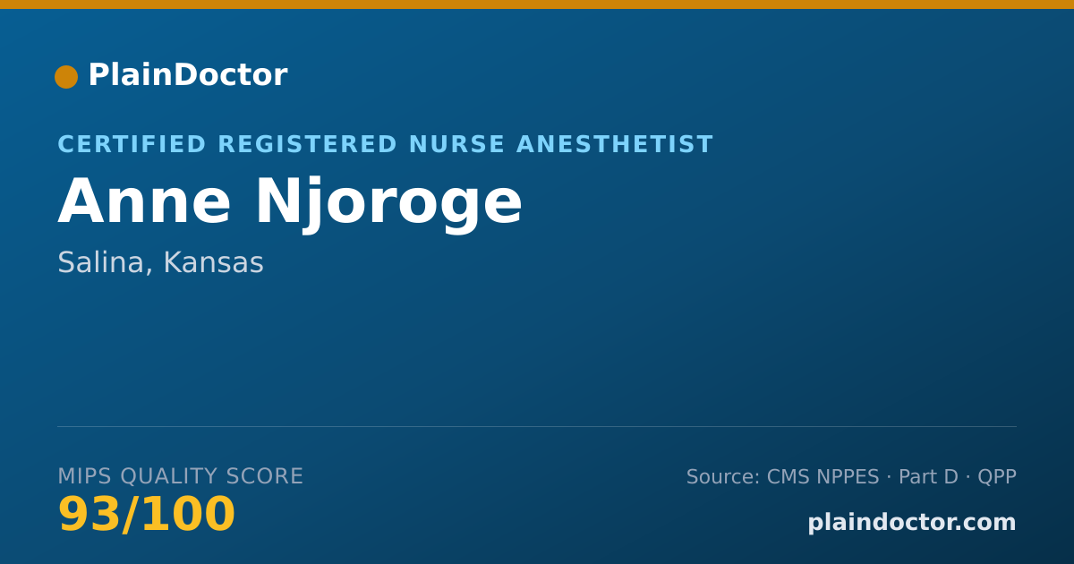 Shareable card for Anne Njoroge - Certified Registered Nurse Anesthetist, Salina, KS