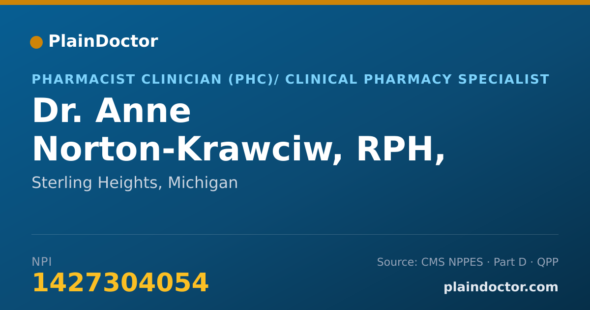Shareable card for Anne Norton-Krawciw, RPH, IBCLC, RLC - Pharmacist Clinician (PhC)/ Clinical Pharmacy Specialist, Sterling Heights, MI
