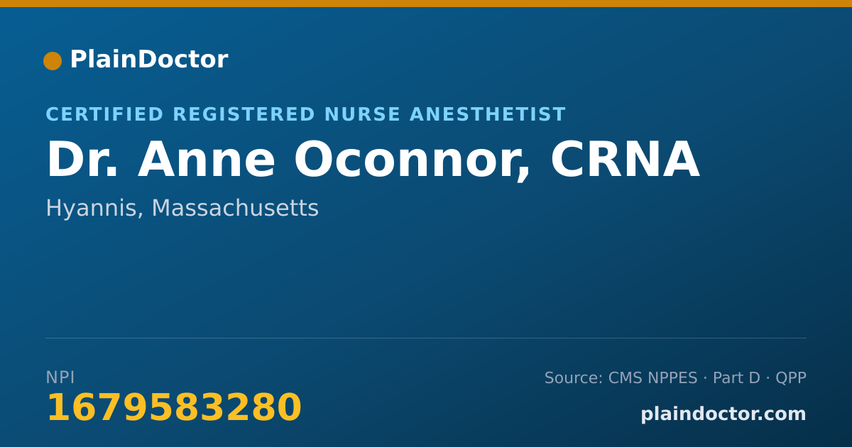 Shareable card for Anne Oconnor, CRNA - Certified Registered Nurse Anesthetist, Hyannis, MA