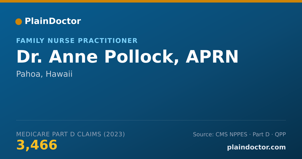 Shareable card for Anne Pollock, APRN - Family Nurse Practitioner, Pahoa, HI