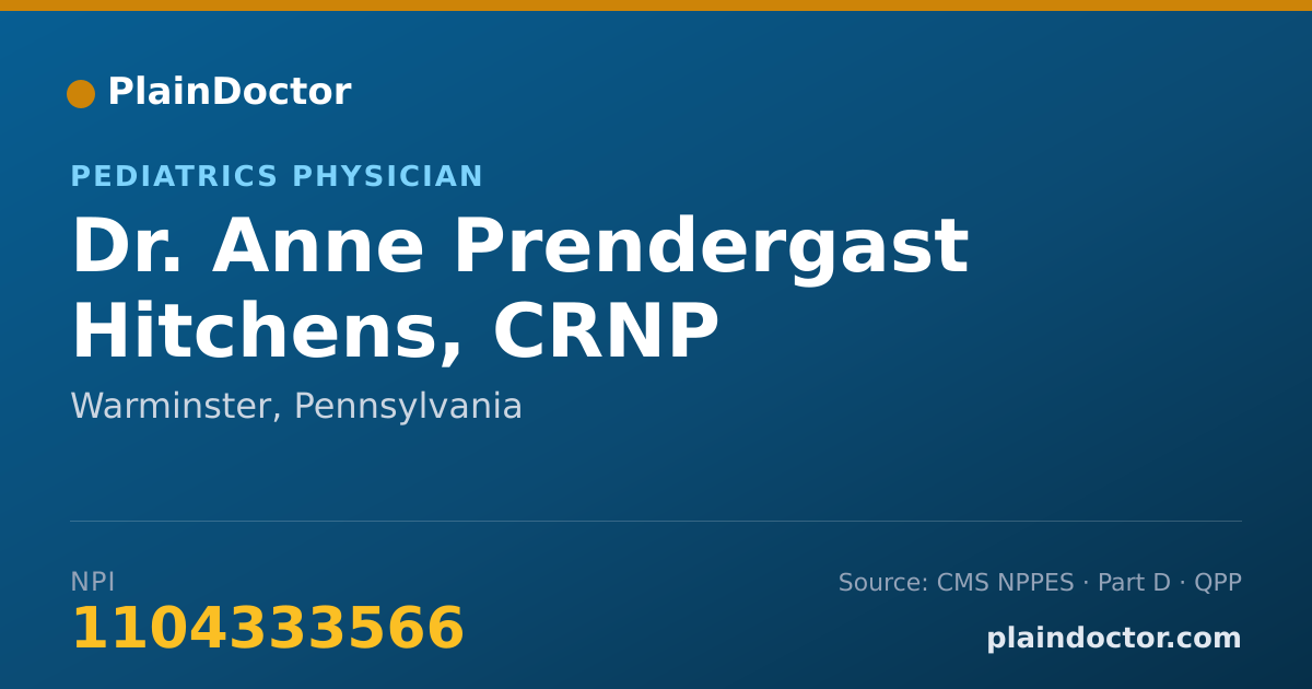 Shareable card for Anne Prendergast Hitchens, CRNP - Pediatrics Physician, Warminster, PA