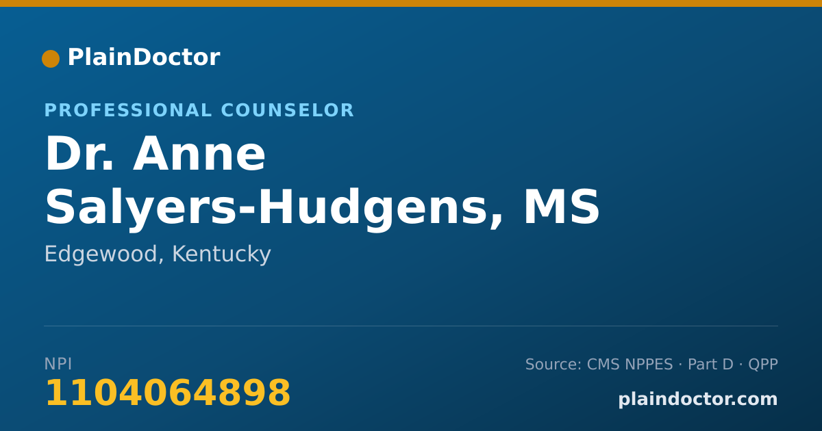 Shareable card for Anne Salyers-Hudgens, MS - Professional Counselor, Edgewood, KY