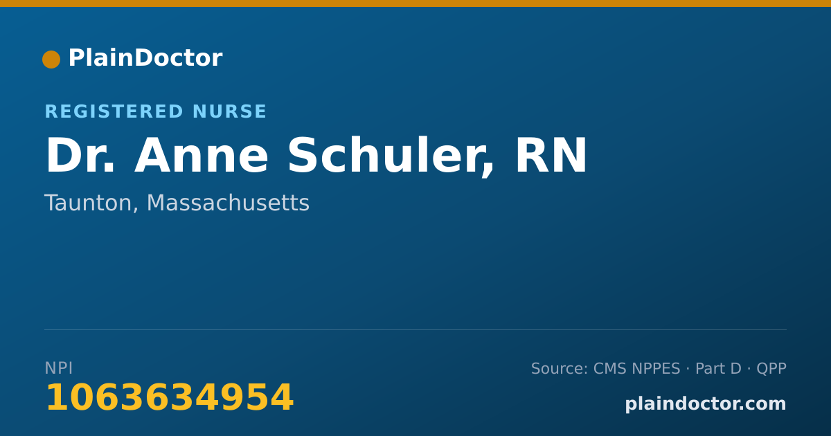 Shareable card for Anne Schuler, RN - Registered Nurse, Taunton, MA