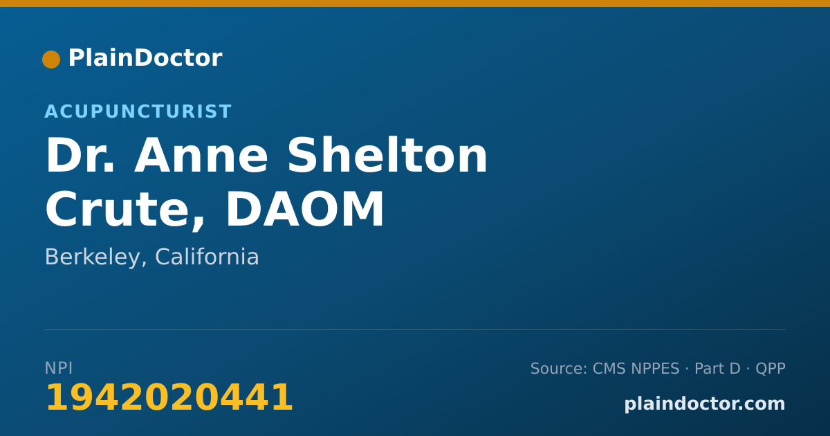 Shareable card for Anne Shelton Crute, DAOM - Acupuncturist, Berkeley, CA