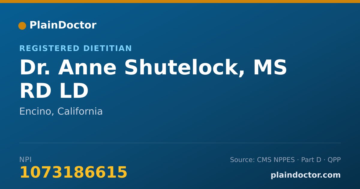 Shareable card for Anne Shutelock, MS RD LD - Registered Dietitian, Encino, CA