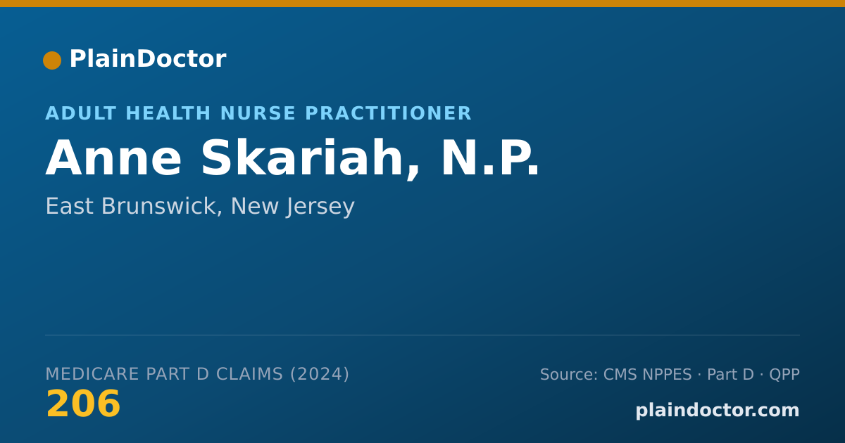 Shareable card for Anne Skariah, N.P. - Adult Health Nurse Practitioner, East Brunswick, NJ