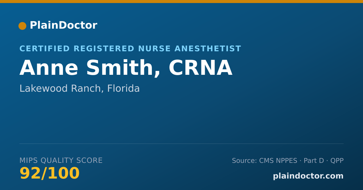 Shareable card for Anne Smith, CRNA - Certified Registered Nurse Anesthetist, Lakewood Ranch, FL