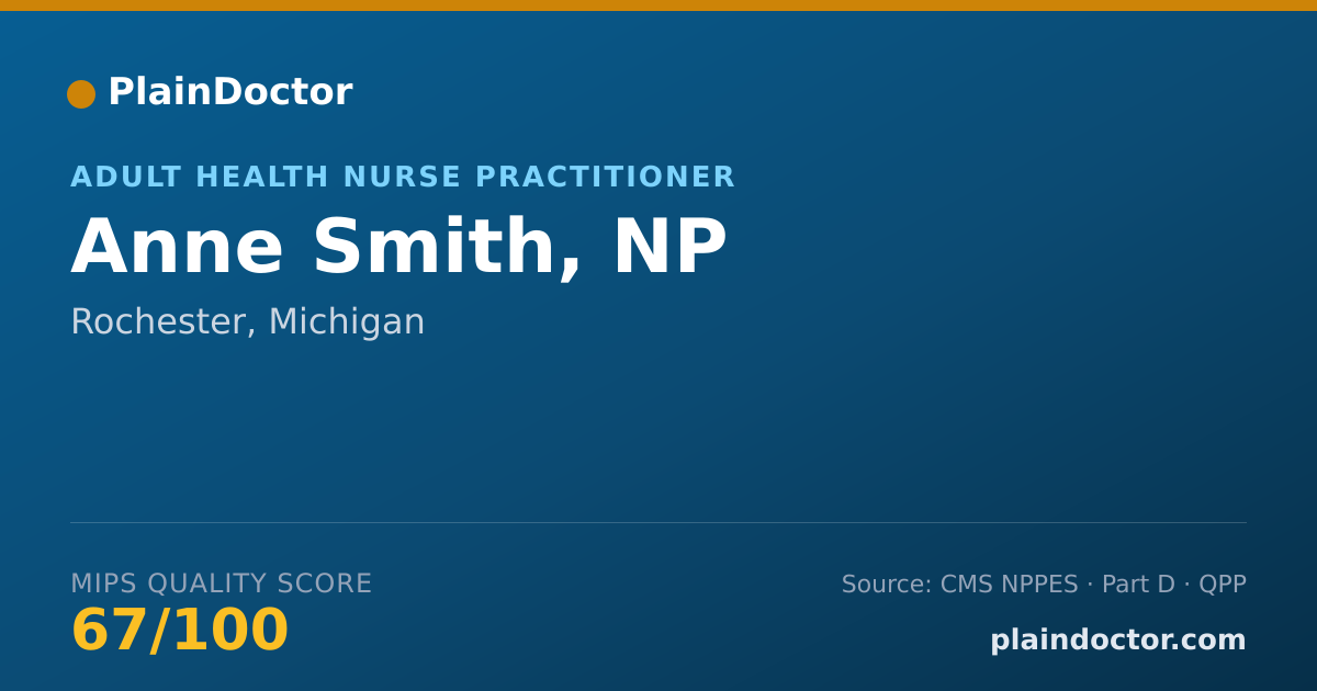 Shareable card for Anne Smith, NP - Adult Health Nurse Practitioner, Rochester, MI