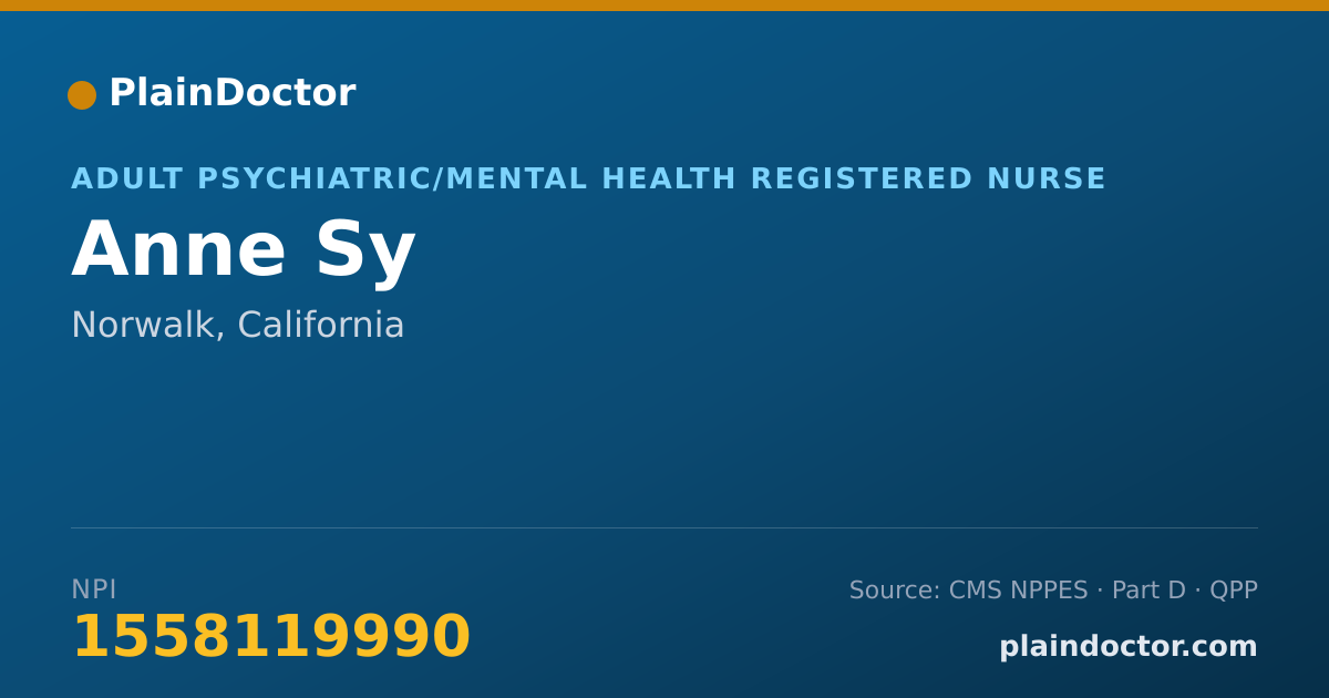 Shareable card for Anne Sy - Adult Psychiatric/Mental Health Registered Nurse, Norwalk, CA