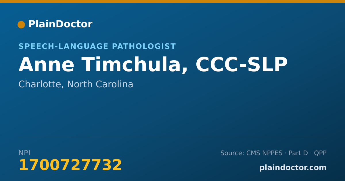 Shareable card for Anne Timchula, CCC-SLP - Speech-Language Pathologist, Charlotte, NC