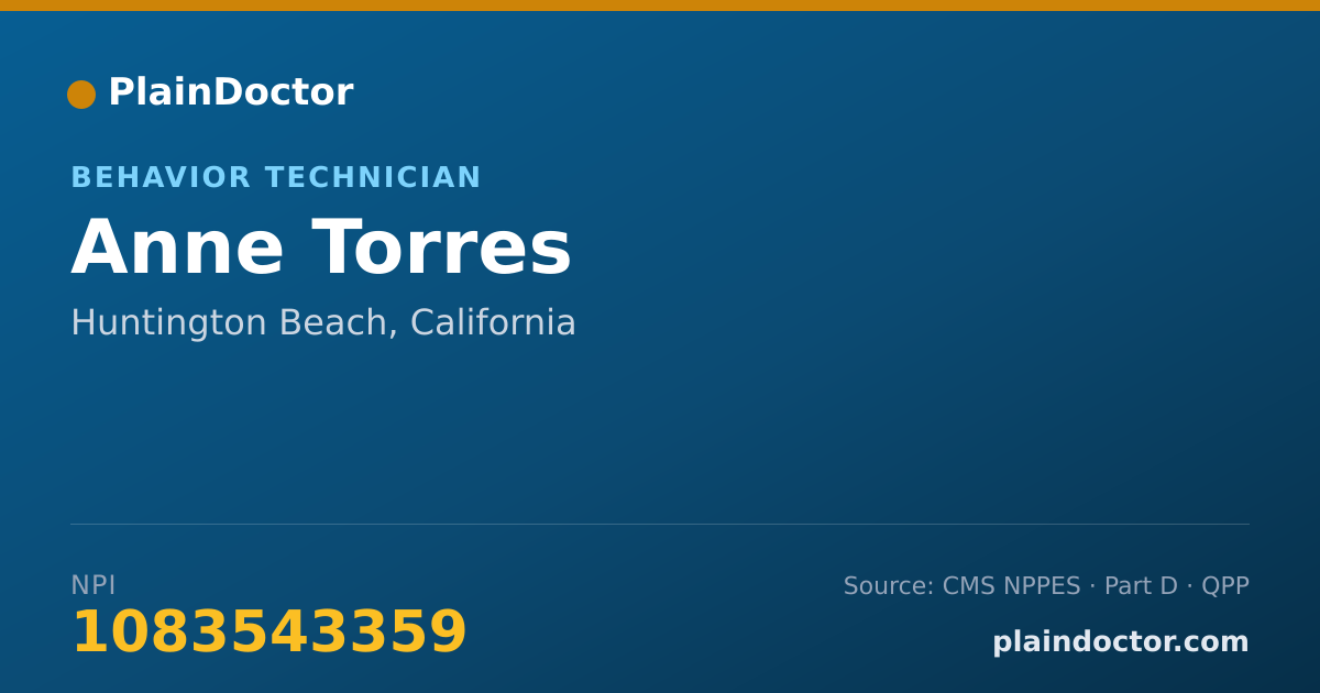Shareable card for Anne Torres - Behavior Technician, Huntington Beach, CA