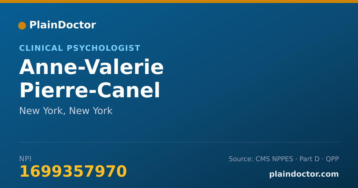Shareable card for Anne-Valerie Pierre-Canel - Clinical Psychologist, New York, NY