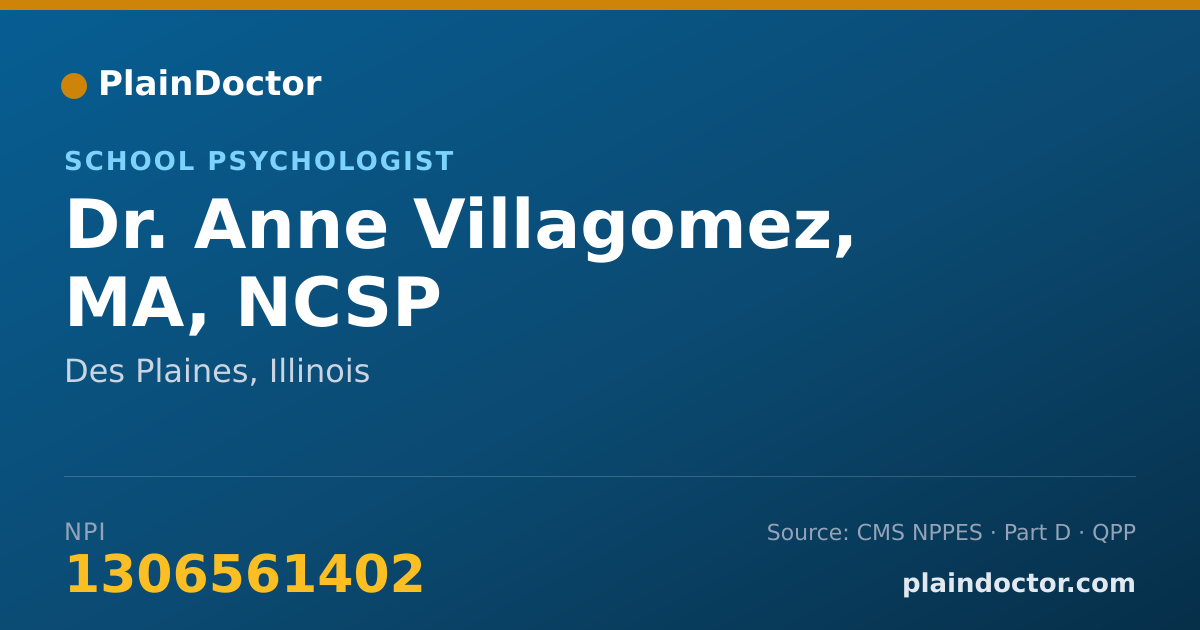 Shareable card for Anne Villagomez, MA, NCSP - School Psychologist, Des Plaines, IL