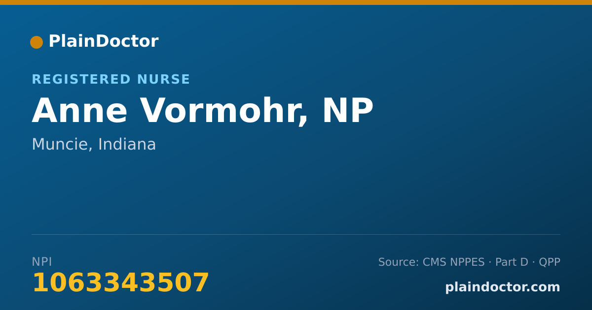 Shareable card for Anne Vormohr, NP - Registered Nurse, Muncie, IN