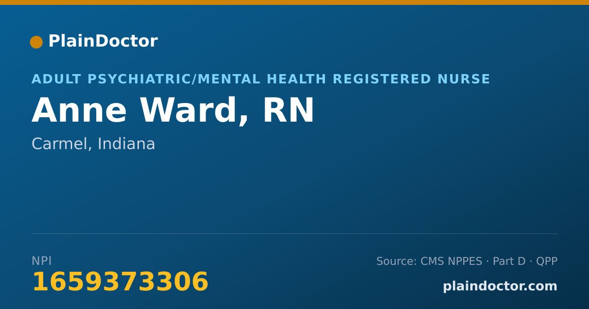 Shareable card for Anne Ward, RN - Adult Psychiatric/Mental Health Registered Nurse, Carmel, IN