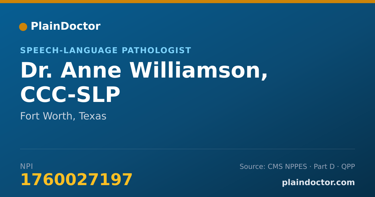 Shareable card for Anne Williamson, CCC-SLP - Speech-Language Pathologist, Fort Worth, TX