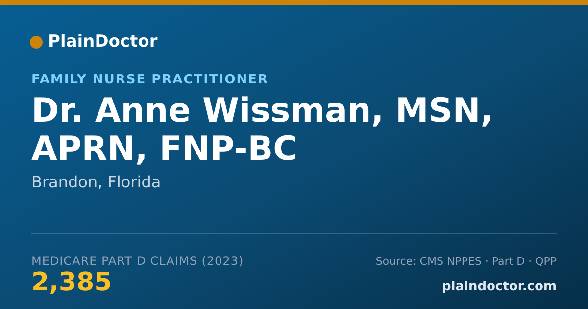 Shareable card for Anne Wissman, MSN, APRN, FNP-BC - Family Nurse Practitioner, Brandon, FL