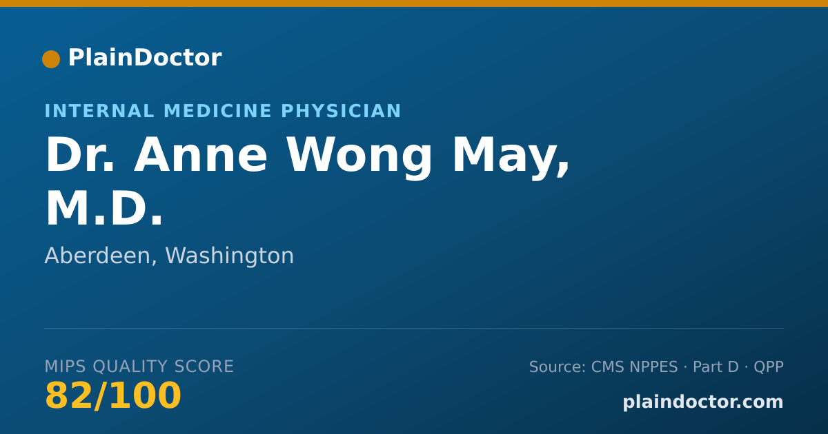 Shareable card for Anne Wong May, M.D. - Internal Medicine Physician, Aberdeen, WA