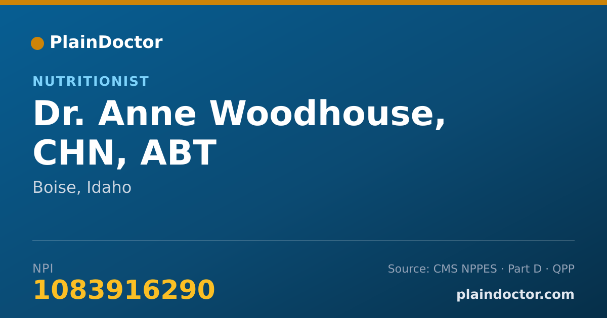 Shareable card for Anne Woodhouse, CHN, ABT - Nutritionist, Boise, ID