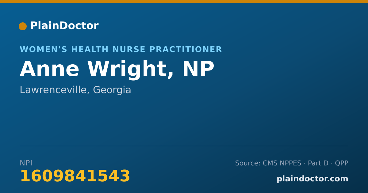 Shareable card for Anne Wright, NP - Women's Health Nurse Practitioner, Lawrenceville, GA