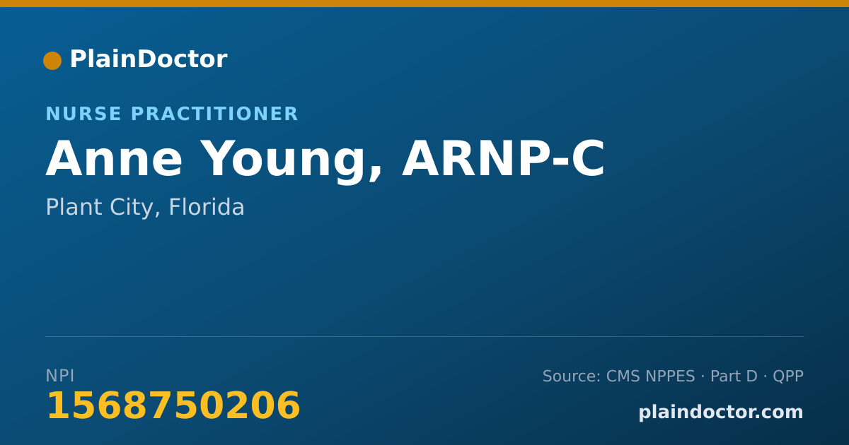Shareable card for Anne Young, ARNP-C - Adult Health Nurse Practitioner, Plant City, FL