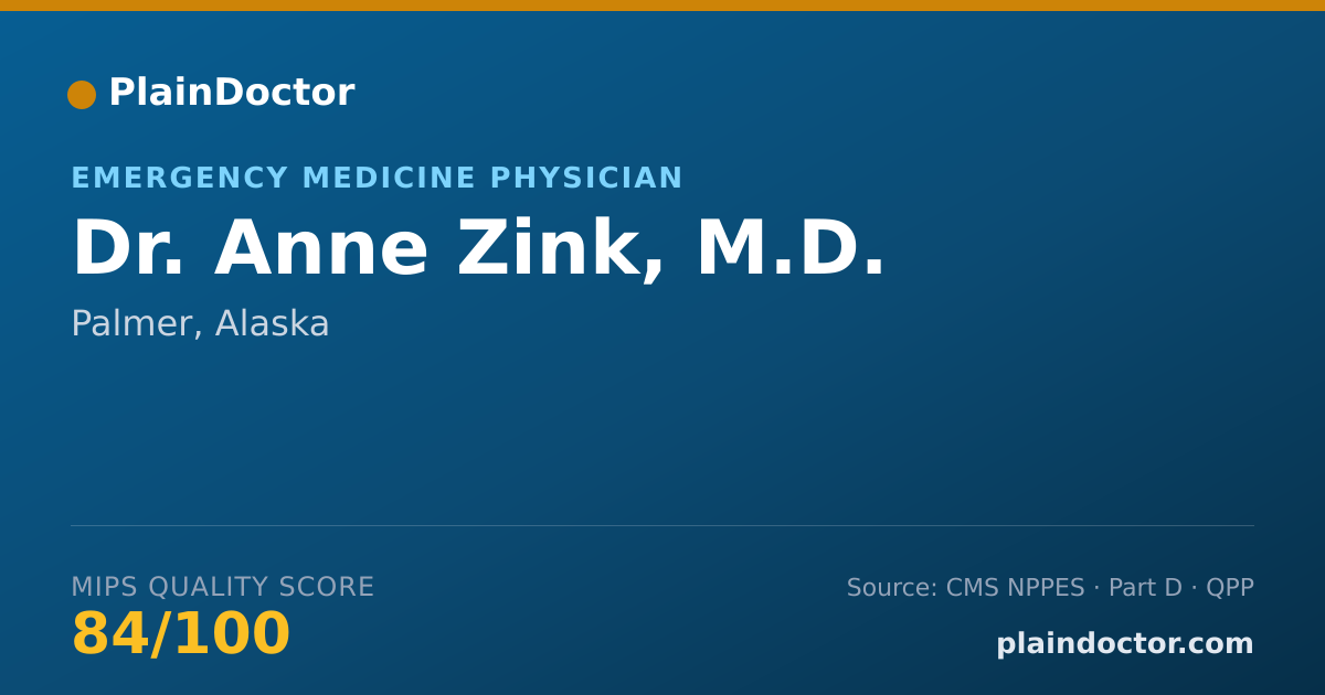 Shareable card for Anne Zink, M.D. - Emergency Medicine Physician, Palmer, AK