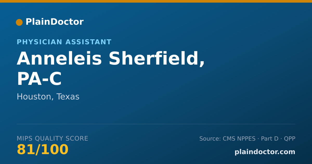 Shareable card for Anneleis Sherfield, PA-C - Physician Assistant, Houston, TX