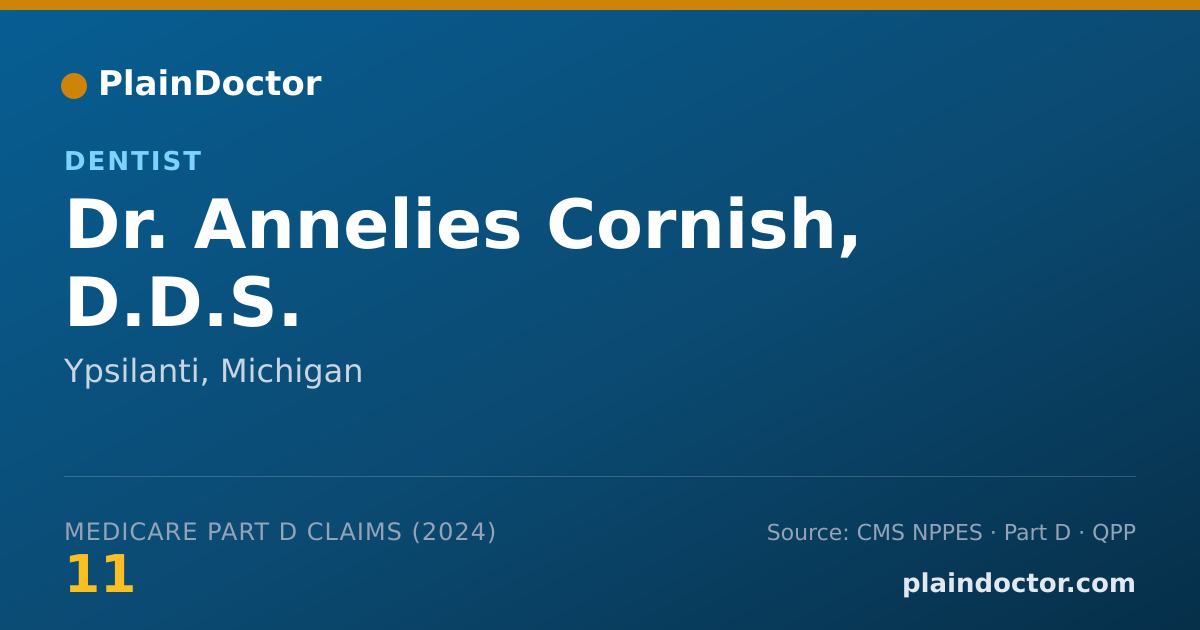 Shareable card for Annelies Cornish, D.D.S. - Dentist, Ypsilanti, MI