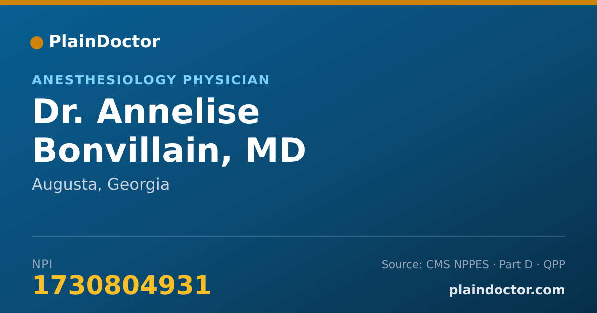 Shareable card for Annelise Bonvillain, MD - Anesthesiology Physician, Augusta, GA