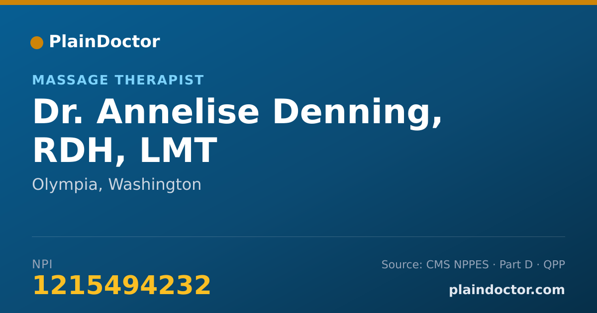 Shareable card for Annelise Denning, RDH, LMT - Massage Therapist, Olympia, WA