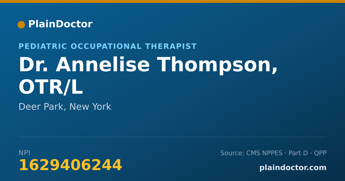 Shareable card for Annelise Thompson, OTR/L - Pediatric Occupational Therapist, Deer Park, NY