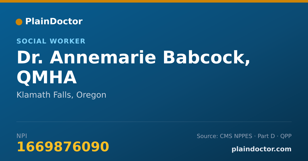 Shareable card for Annemarie Babcock, QMHA - Social Worker, Klamath Falls, OR
