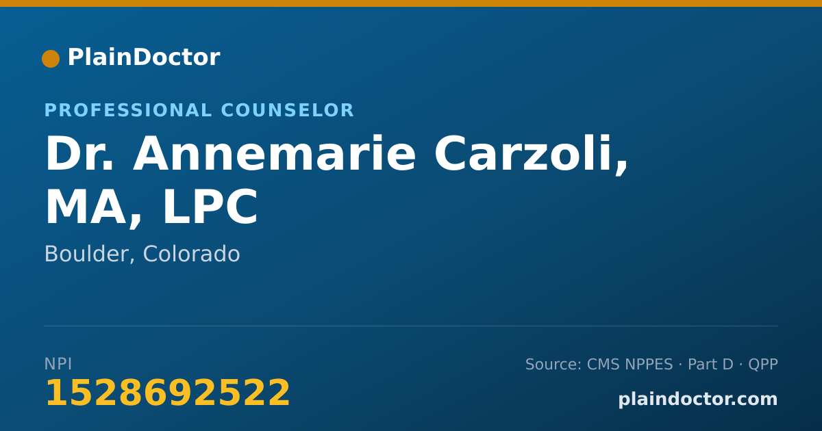 Shareable card for Annemarie Carzoli, MA, LPC - Professional Counselor, Boulder, CO