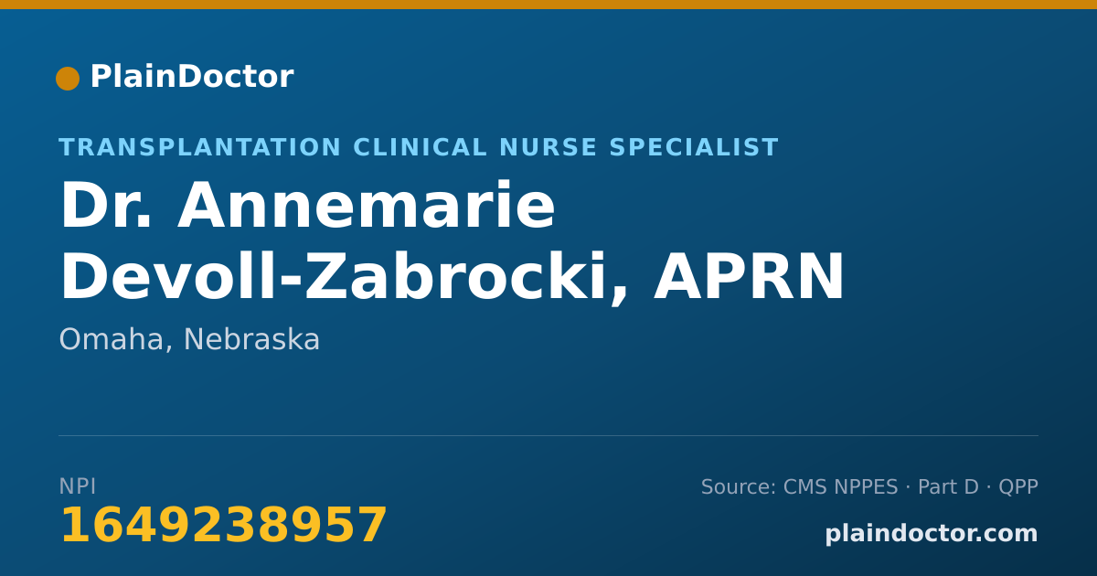 Shareable card for Annemarie Devoll-Zabrocki, APRN - Transplantation Clinical Nurse Specialist, Omaha, NE