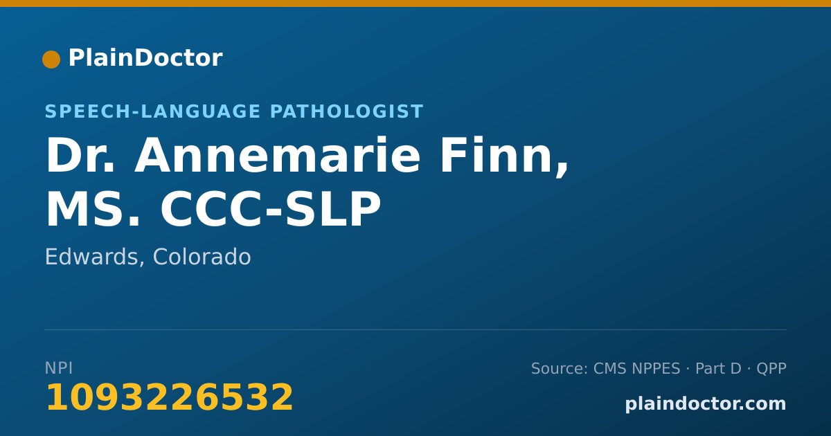 Shareable card for Annemarie Finn, MS. CCC-SLP - Speech-Language Pathologist, Edwards, CO