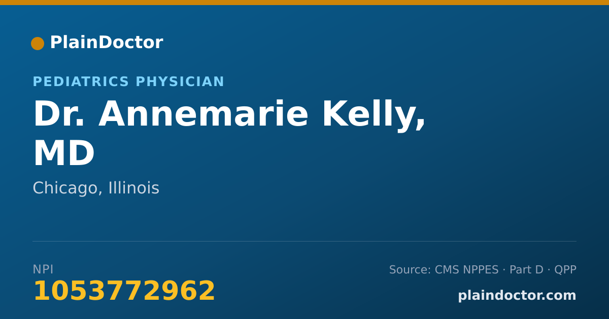 Shareable card for Annemarie Kelly, MD - Pediatrics Physician, Chicago, IL