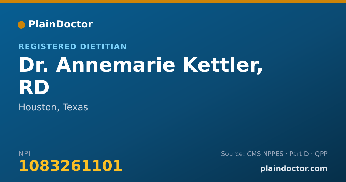 Shareable card for Annemarie Kettler, RD - Registered Dietitian, Houston, TX
