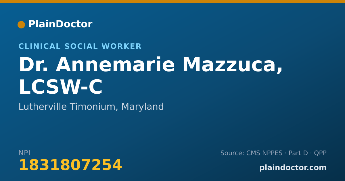 Shareable card for Annemarie Mazzuca, LCSW-C - Clinical Social Worker, Lutherville Timonium, MD