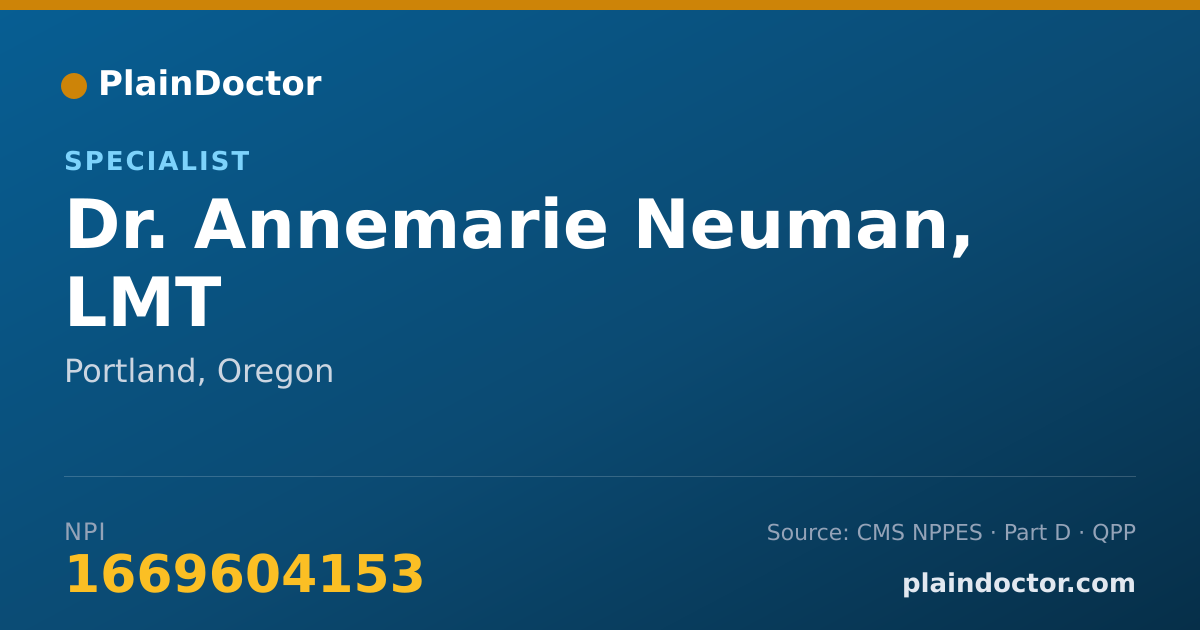 Shareable card for Annemarie Neuman, LMT - Specialist, Portland, OR